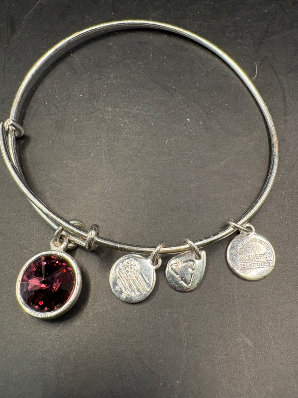 Alex & Ani Amethyst Birthstone Expandable Silver Tone Bracelet